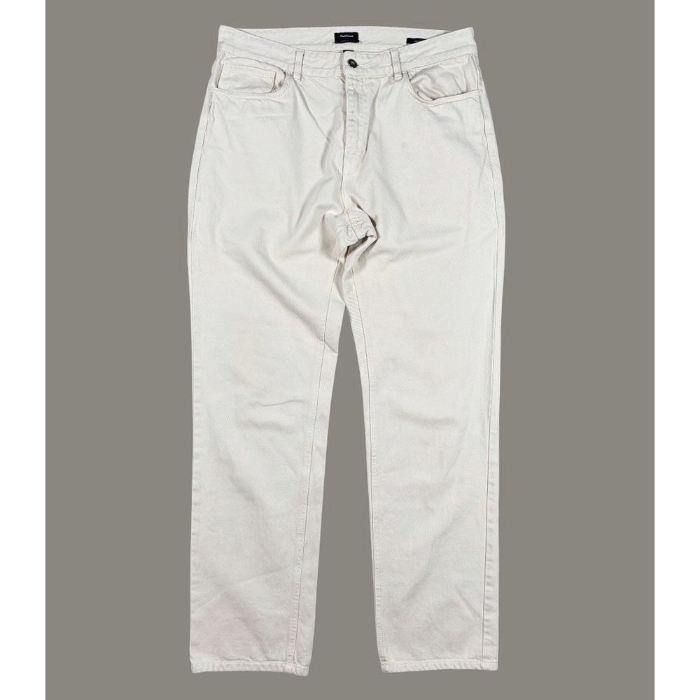 Finisterre Twill Jeans Mens Cream Straight Organic Cotton Denim Sz 34x32(31)